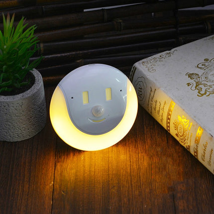 USB Charging Light & Human Body Sensing Control Smile Magnetic Night Light(Warm white light)-garmade.com