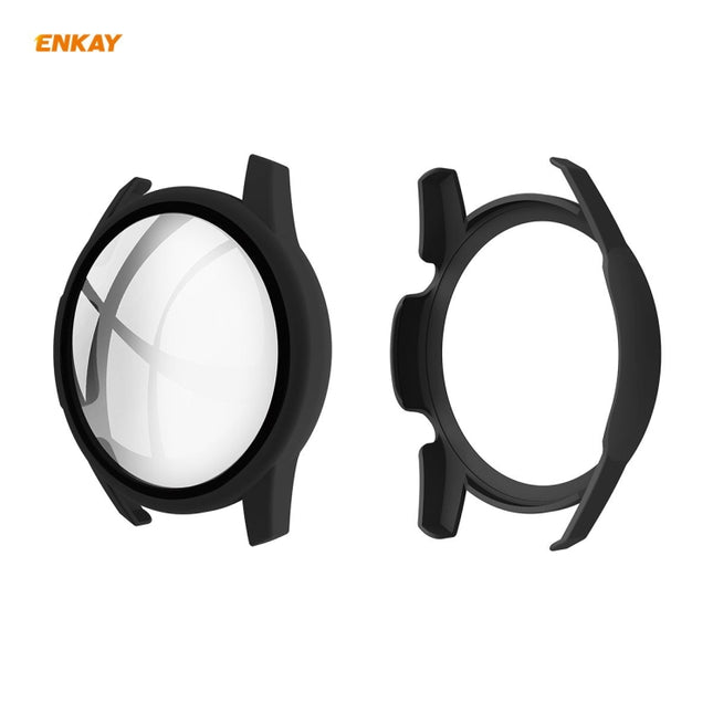 For Huawei Watch GT 2 46mm ENKAY Hat-Prince ENK-AC8202 Full Coverage PC Frosted Case + 9H Tempered Glass Protector(Black)-garmade.com