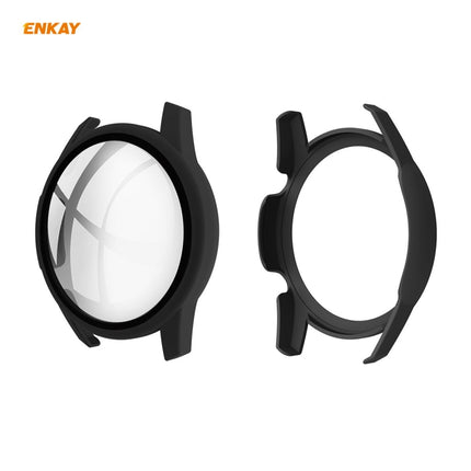 For Huawei Watch GT 2 42mm ENKAY Hat-Prince ENK-AC8201 Full Coverage PC Frosted Case + 9H Tempered Glass Protector(Black)-garmade.com
