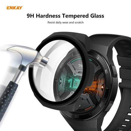 For Huawei Watch GT 2e 46mm ENKAY Hat-Prince ENK-AC8203 Full Coverage PC Frosted Case + 9H Tempered Glass Film(Pink)-garmade.com