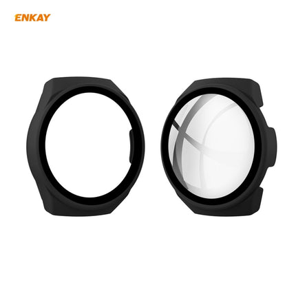 For Huawei Watch GT 2e 46mm ENKAY Hat-Prince ENK-AC8203 Full Coverage PC Frosted Case + 9H Tempered Glass Film(Black)-garmade.com