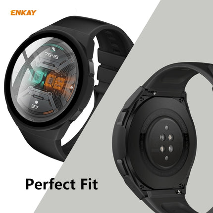 For Huawei Watch GT 2e 46mm ENKAY Hat-Prince ENK-AC8203 Full Coverage PC Frosted Case + 9H Tempered Glass Film(Transparent)-garmade.com
