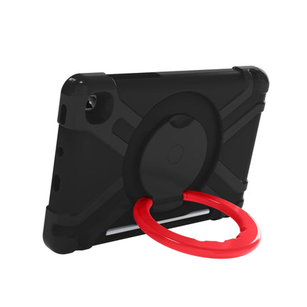 For Samsung Galaxy Tab S6 Lite P610 PC + Silicone Shockproof Combination Case with 360 Degree Rotating Holder & Handle & Pen Slot(Black + Red)-garmade.com