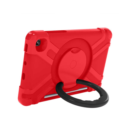 For Samsung Galaxy Tab S6 Lite P610 PC + Silicone Shockproof Combination Case with 360 Degree Rotating Holder & Handle & Pen Slot(Red + Black)-garmade.com