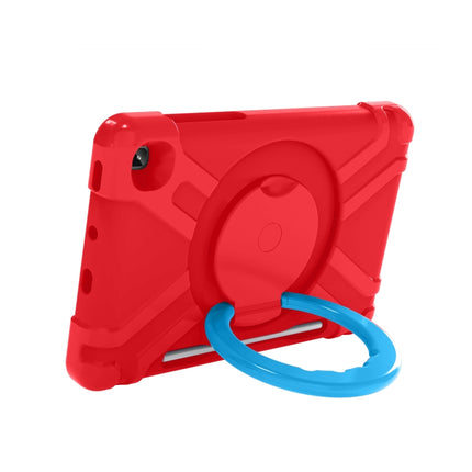 For Samsung Galaxy Tab S6 Lite P610 PC + Silicone Shockproof Combination Case with 360 Degree Rotating Holder & Handle & Pen Slot(Red + Blue)-garmade.com