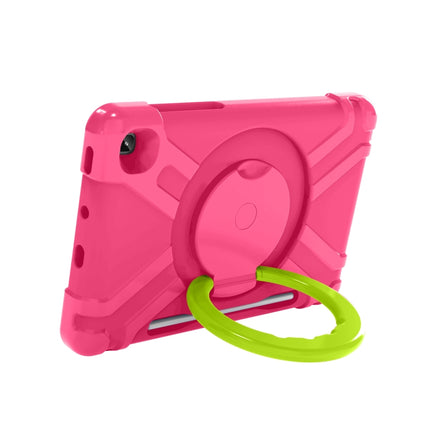 For Samsung Galaxy Tab S6 Lite P610 PC + Silicone Shockproof Combination Case with 360 Degree Rotating Holder & Handle & Pen Slot(Rose Red + Grass Green)-garmade.com