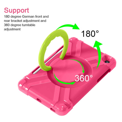 For Samsung Galaxy Tab S6 Lite P610 PC + Silicone Shockproof Combination Case with 360 Degree Rotating Holder & Handle & Pen Slot(Rose Red + Grass Green)-garmade.com