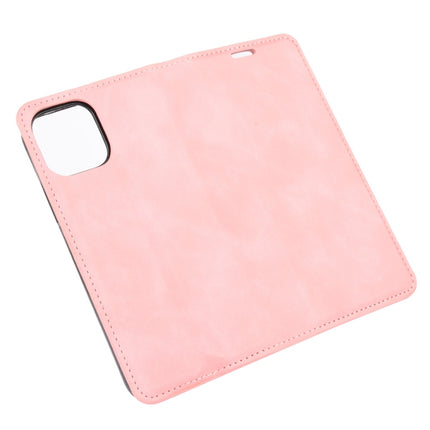 For iPhone 12 Pro Max Retro-skin Business Magnetic Suction Leather Case with Holder & Card Slots & Wallet(Pink)-garmade.com