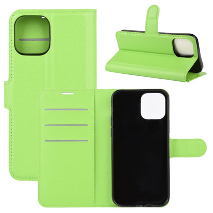 For iPhone 12 Pro Max Litchi Texture Horizontal Flip Protective Case with Holder & Card Slots & Wallet(Green)-garmade.com