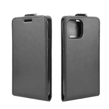 For iPhone 12 Pro Max R64 Texture Single Vertical Flip Leather Protective Case with Card Slots & Photo Frame(Black)-garmade.com