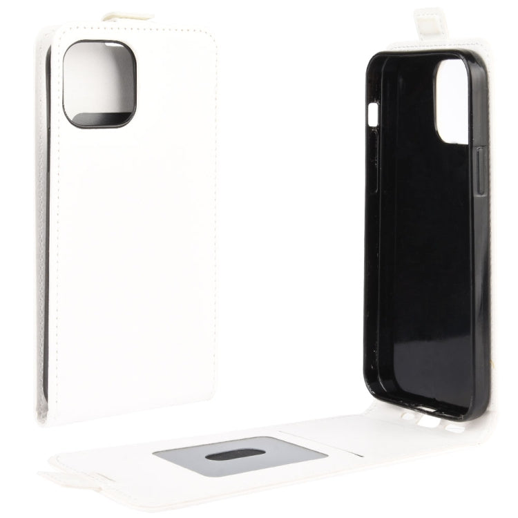 For iPhone 12 Pro Max R64 Texture Single Vertical Flip Leather Protective Case with Card Slots & Photo Frame(White)-garmade.com
