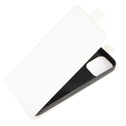 For iPhone 12 Pro Max R64 Texture Single Vertical Flip Leather Protective Case with Card Slots & Photo Frame(White)-garmade.com