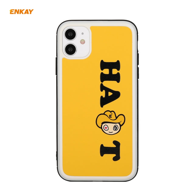 For iPhone 11 Hat-Prince ENKAY ENK-PC046 Cartoon Series PU Leather + PC Hard Slim Case Shockproof Cover(Yellow)-garmade.com