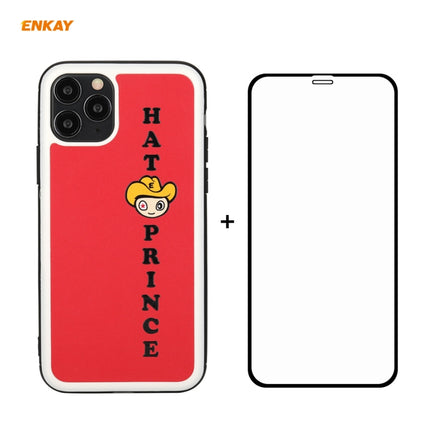 Hat-Prince ENKAY ENK-PC0472 Cartoon Series PU Leather + PC Hard Slim Case Shockproof Cover ＆ 0.26mm 9H 2.5D Full Glue Full Coverage Tempered Glass Protector Film(Red)-garmade.com