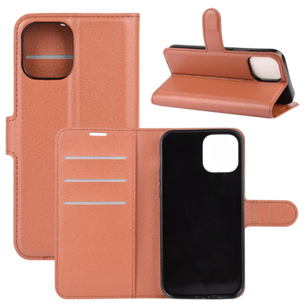 For iPhone 12 mini Litchi Texture Horizontal Flip Protective Case with Holder & Card Slots & Wallet(Brown)-garmade.com