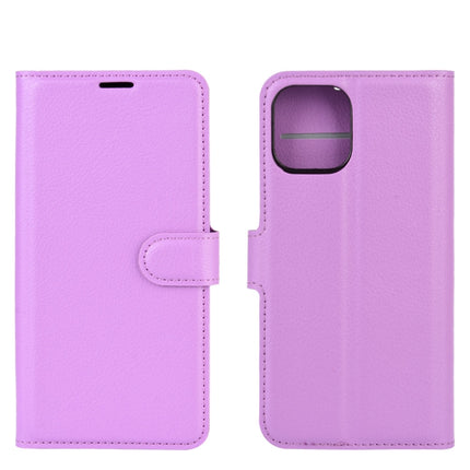 For iPhone 12 mini Litchi Texture Horizontal Flip Protective Case with Holder & Card Slots & Wallet(Purple)-garmade.com