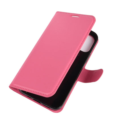 For iPhone 12 mini Litchi Texture Horizontal Flip Protective Case with Holder & Card Slots & Wallet(Rose red)-garmade.com