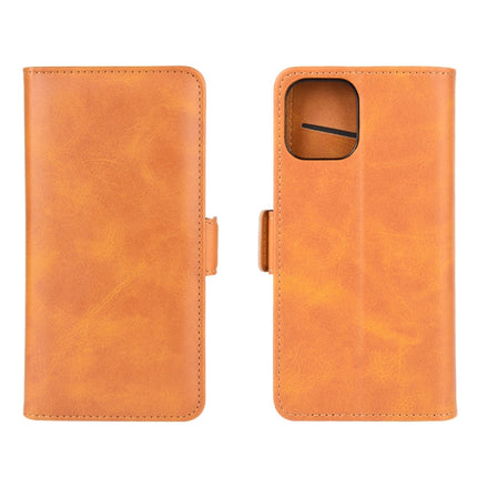 For iPhone 12 mini Dual-side Magnetic Buckle Horizontal Flip Leather Case with Holder & Card Slots & Wallet(Yellow)-garmade.com