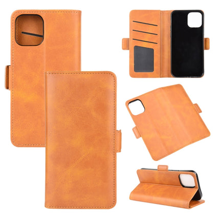 For iPhone 12 mini Dual-side Magnetic Buckle Horizontal Flip Leather Case with Holder & Card Slots & Wallet(Yellow)-garmade.com