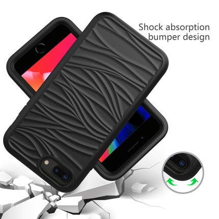 For iPhone SE（2020） Wave Pattern 3 in 1 Silicone+PC Shockproof Protective Case(Black)-garmade.com