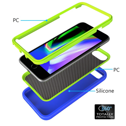 For iPhone SE（2020） Wave Pattern 3 in 1 Silicone+PC Shockproof Protective Case(Blue+Olivine)-garmade.com