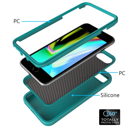 For iPhone SE（2020） Wave Pattern 3 in 1 Silicone+PC Shockproof Protective Case(Dark Sea Green)-garmade.com