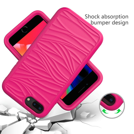 For iPhone SE（2020） Wave Pattern 3 in 1 Silicone+PC Shockproof Protective Case(Hot Pink)-garmade.com