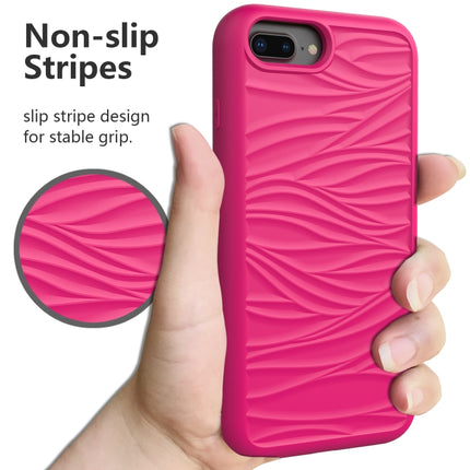 For iPhone SE（2020） Wave Pattern 3 in 1 Silicone+PC Shockproof Protective Case(Hot Pink)-garmade.com