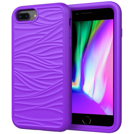 For iPhone SE（2020） Wave Pattern 3 in 1 Silicone+PC Shockproof Protective Case(Purple)-garmade.com