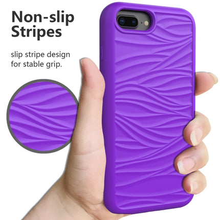 For iPhone SE（2020） Wave Pattern 3 in 1 Silicone+PC Shockproof Protective Case(Purple)-garmade.com