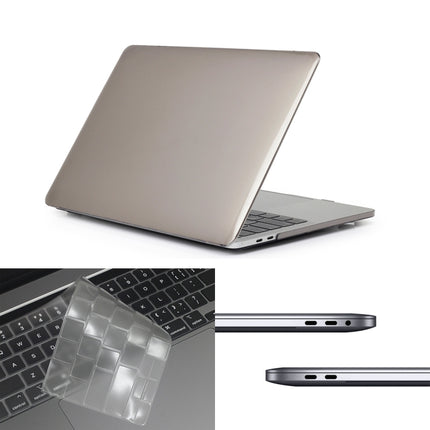ENKAY Hat-Prince 3 in 1 For MacBook Pro 13 inch A2289 / A2251 (2020) Crystal Hard Shell Protective Case + US Version Ultra-thin TPU Keyboard Protector Cover + Anti-dust Plugs Set(Grey)-garmade.com