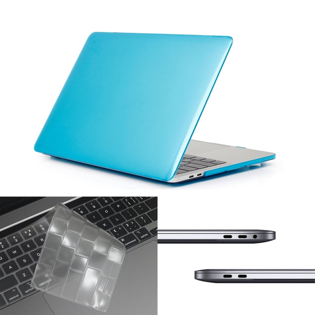 ENKAY Hat-Prince 3 in 1 For MacBook Pro 13 inch A2289 / A2251 (2020) Crystal Hard Shell Protective Case + Europe Version Ultra-thin TPU Keyboard Protector Cover + Anti-dust Plugs Set(Light Blue)-garmade.com