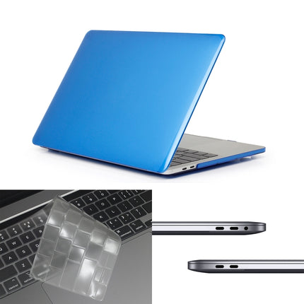 ENKAY Hat-Prince 3 in 1 For MacBook Pro 13 inch A2289 / A2251 (2020) Crystal Hard Shell Protective Case + Europe Version Ultra-thin TPU Keyboard Protector Cover + Anti-dust Plugs Set(Dark Blue)-garmade.com