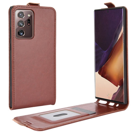 For Samsung Galaxy Note20 Ultra 5G R64 Texture Single Vertical Flip Leather Protective Case with Card Slots & Photo Frame(Brown)-garmade.com