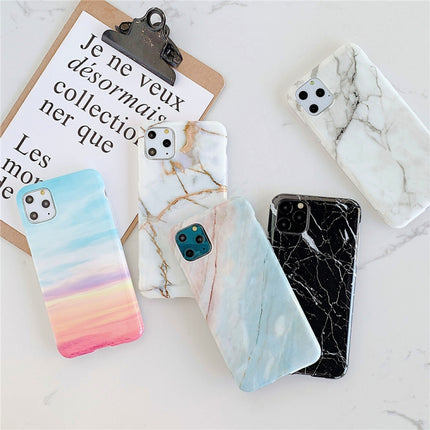 For iPhone 12 / 12 Pro TPU Smooth Marbled IMD Mobile Phone Case(Rainbow F16)-garmade.com