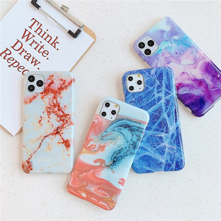 For iPhone 12 / 12 Pro TPU Smooth Marbled IMD Mobile Phone Case(Purple Stone F28)-garmade.com
