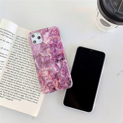 For iPhone 12 mini TPU Smooth Marbled IMD Mobile Phone Case(Purple Stone F12)-garmade.com