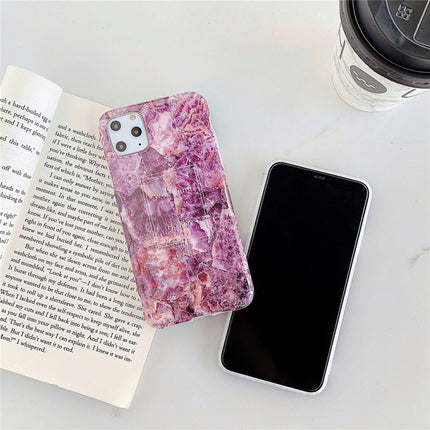 For iPhone 12 / 12 Pro TPU Smooth Marbled IMD Mobile Phone Case(Purple Stone F11)-garmade.com