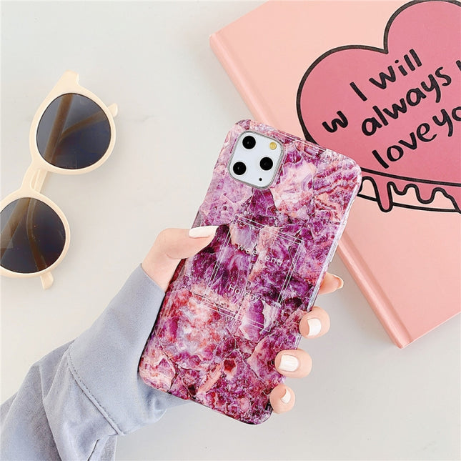 For iPhone 12 / 12 Pro TPU Smooth Marbled IMD Mobile Phone Case(Purple Stone F10)-garmade.com