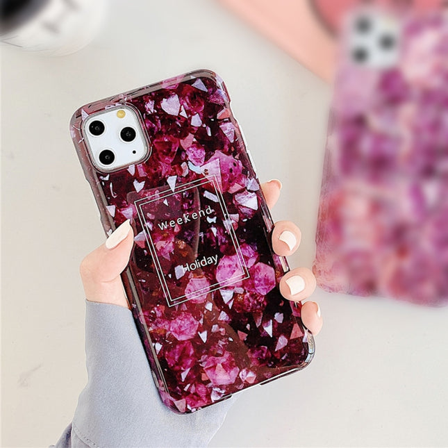 For iPhone 12 Pro Max TPU Smooth Marbled IMD Mobile Phone Case(Purple Stone F12)-garmade.com