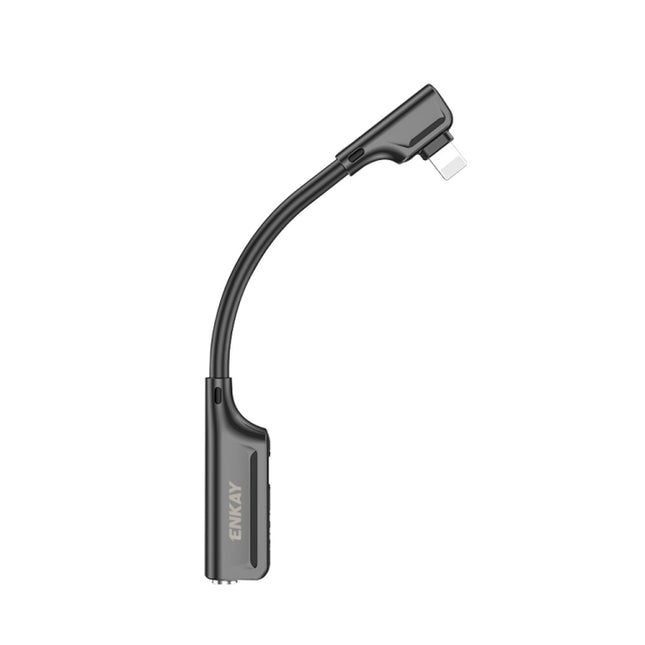 ENKAY ENK-AT103 8 Pin to 3.5mm Audio ＆ 8 Pin Charging Interfaces Converter Zinc Alloy Adapter(Dark Grey)-garmade.com