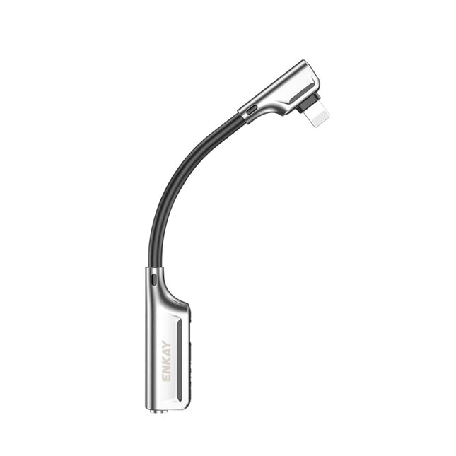 ENKAY ENK-AT103 8 Pin to 3.5mm Audio ＆ 8 Pin Charging Interfaces Converter Zinc Alloy Adapter(Silver)-garmade.com