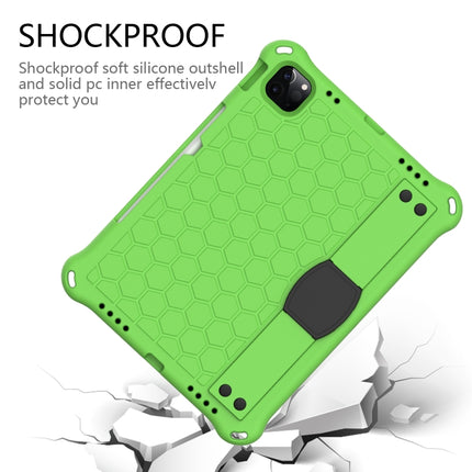 For iPad Air 2022 / 2020 10.9 Honeycomb Design EVA + PC Material Four Corner Anti Falling Flat Protective Shell with Strap(Green+Black)-garmade.com
