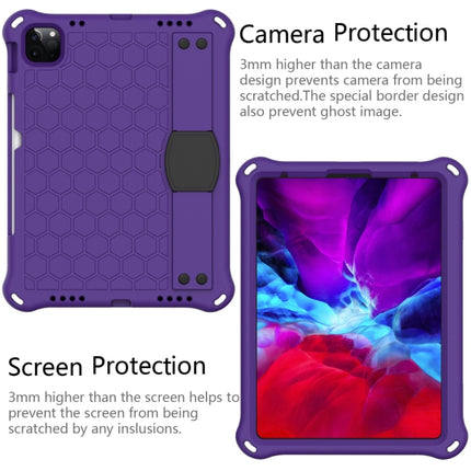 For iPad Air 2022 / 2020 10.9 Honeycomb Design EVA + PC Material Four Corner Anti Falling Flat Protective Shell with Strap(Purple+Black)-garmade.com