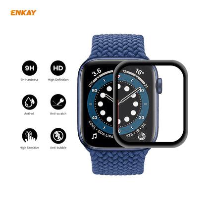 For Apple Watch 6/5/4/SE 44mm ENKAY Hat-Prince 0.2mm 9H Surface Hardness 3D Explosion-proof Aluminum Alloy Edge Full Screen Tempered Glass Screen Film-garmade.com