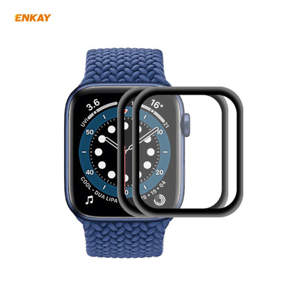 For Apple Watch 6/5/4/SE 40mm 2 PCS ENKAY Hat-Prince 0.2mm 9H Surface Hardness 3D Explosion-proof Aluminum Alloy Edge Full Screen Tempered Glass Screen Film-garmade.com