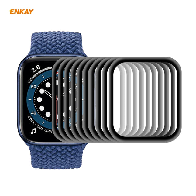 For Apple Watch 6/5/4/SE 44mm 10 PCS ENKAY Hat-Prince 0.2mm 9H Surface Hardness 3D Explosion-proof Aluminum Alloy Edge Full Screen Tempered Glass Screen Film-garmade.com