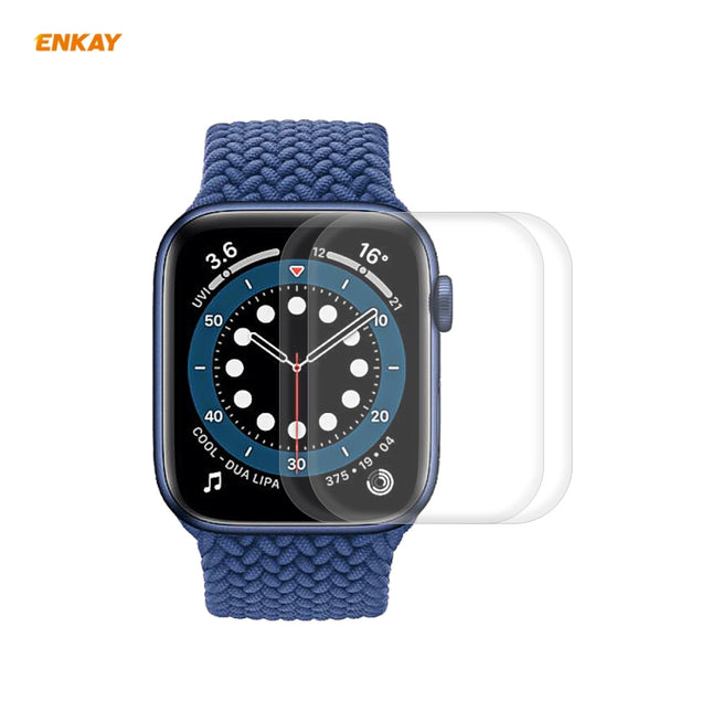 2 PCS For Apple Watch Series 6/5/4/SE 44mm ENKAY Hat-Prince 3D Full Screen PET Curved Hot Bending HD Screen Protector Film(Transparent)-garmade.com