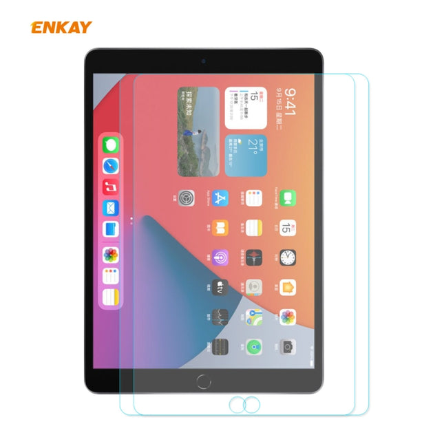 For iPad 10.2 2021 / 2020 / 2019 2 PCS ENKAY Hat-Prince 0.33mm 9H Surface Hardness 2.5D Explosion-proof Tempered Glass Protector-garmade.com