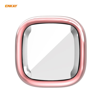 For Fitbit Versa 3 / Fitbit Sense ENKAY Hat-Prince ENK-AC8208 Full Coverage Electroplate TPU Soft Case(Pink)-garmade.com